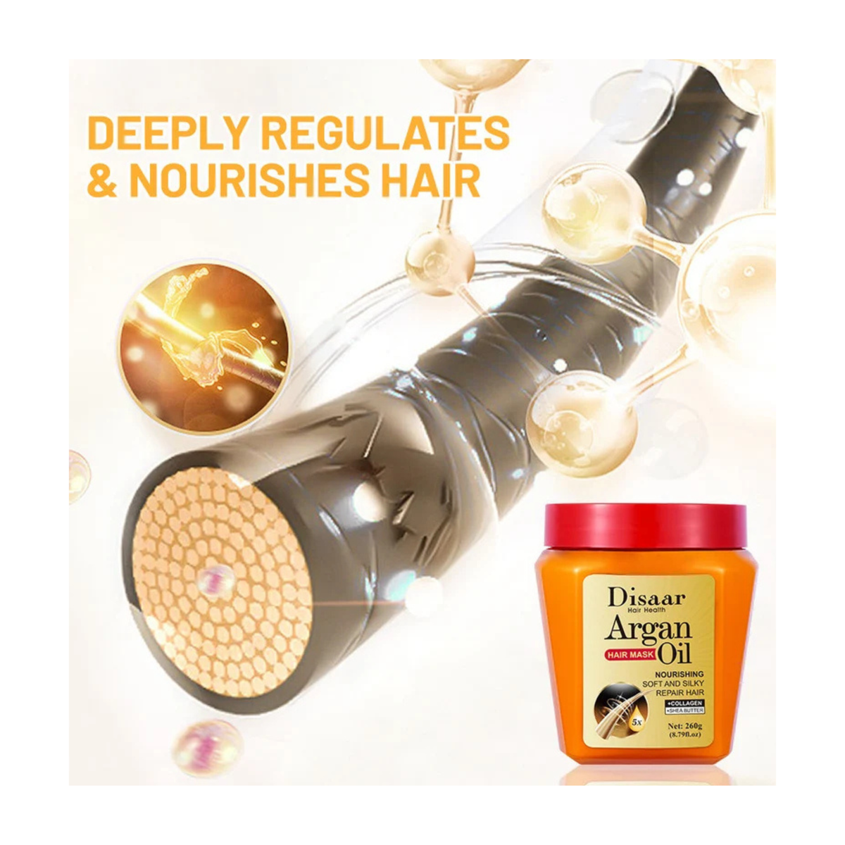 Disaar Argan Hair Mask Oil 260g – Nourishing Hair Repair Treatment with Collagen & Shea Butter