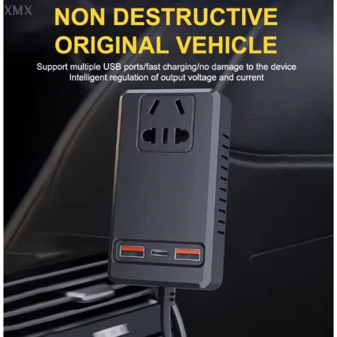 C12 Intelligent Car Power Inverter with USB Ports | محول طاقة ذكي للسيارة مع منافذ USB