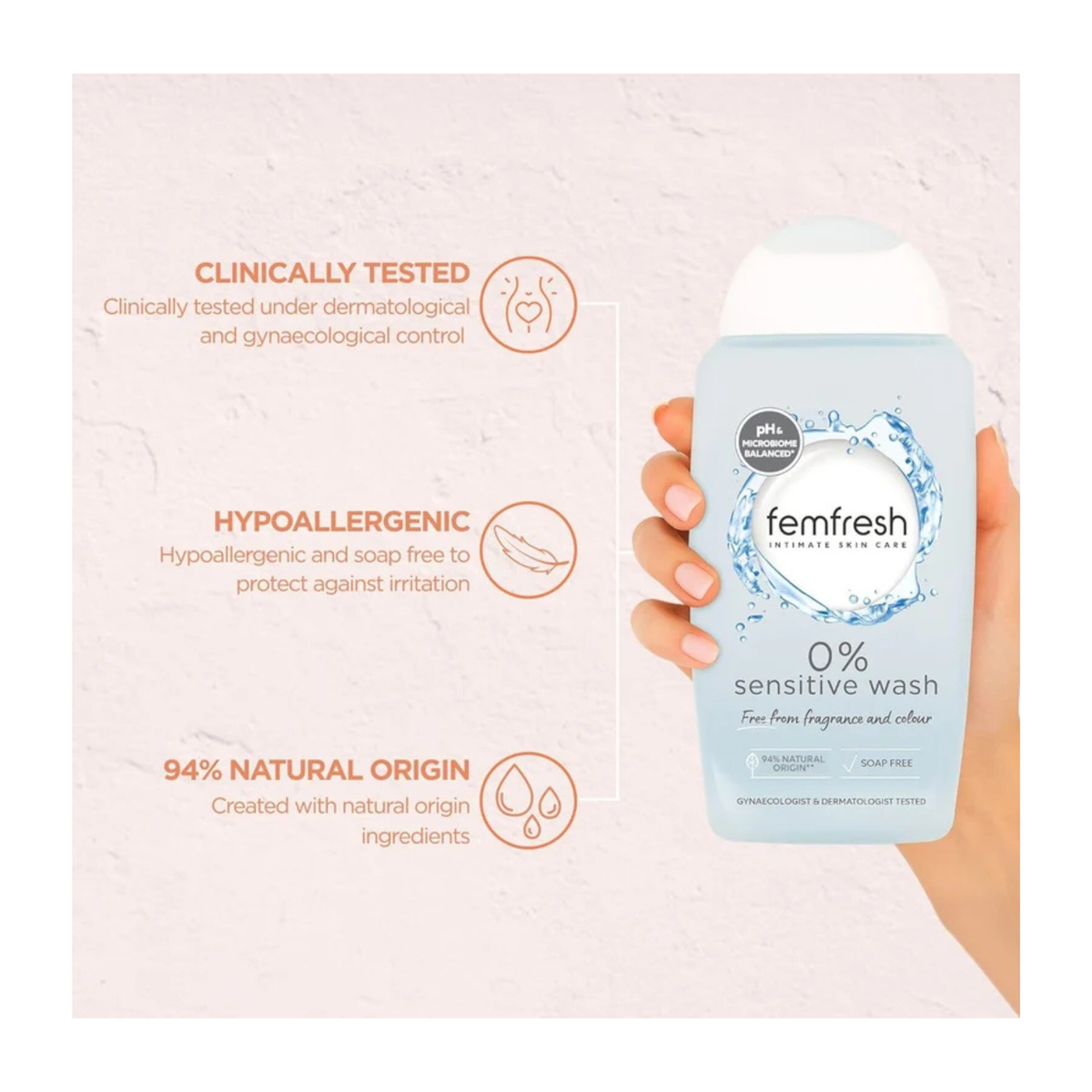 Femfresh 0% Sensitive Intimate Wash – Gentle Daily Feminine Hygiene Cleanser