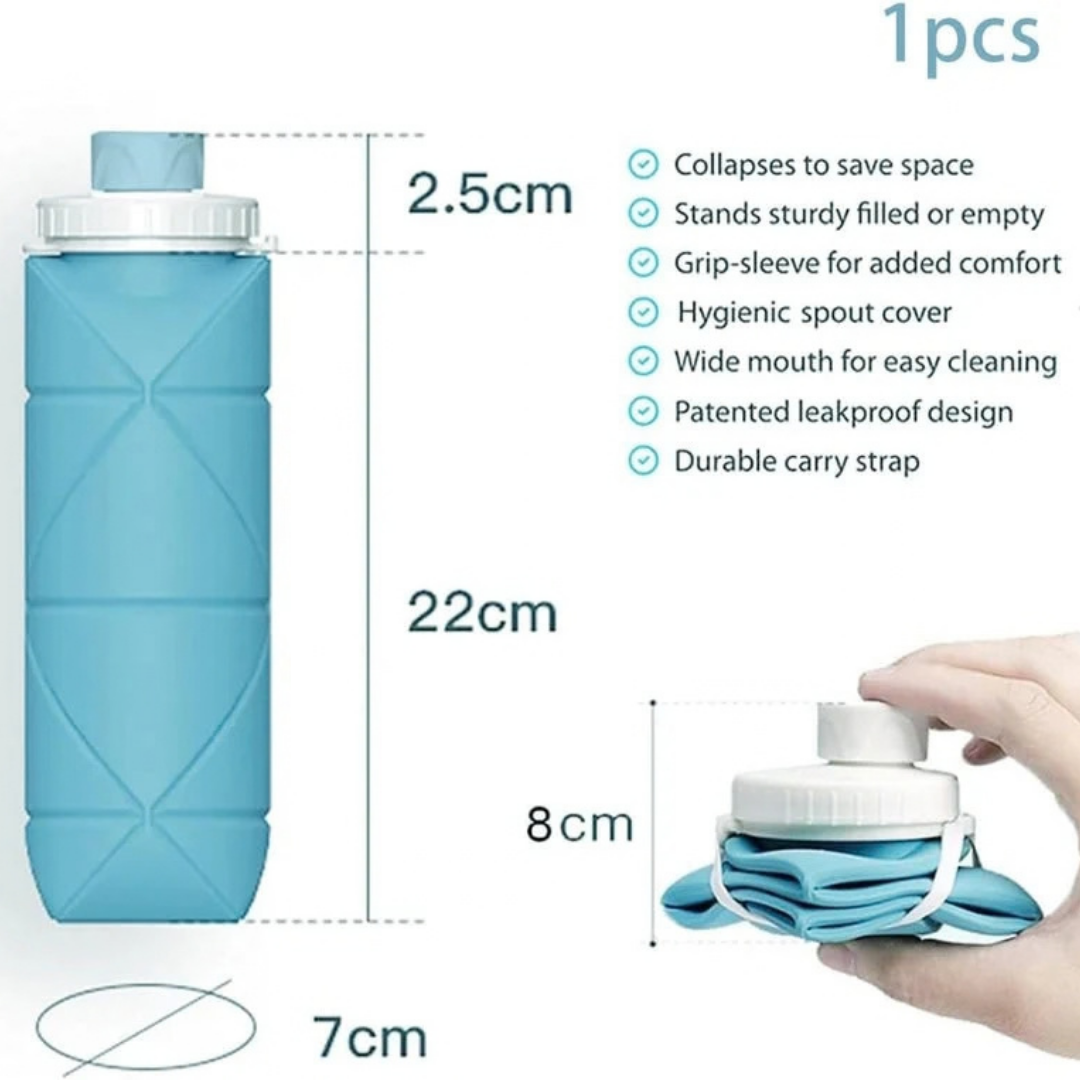 Portable Silicone Folding Water Bottle – Collapsible, Reusable & Travel-Friendly