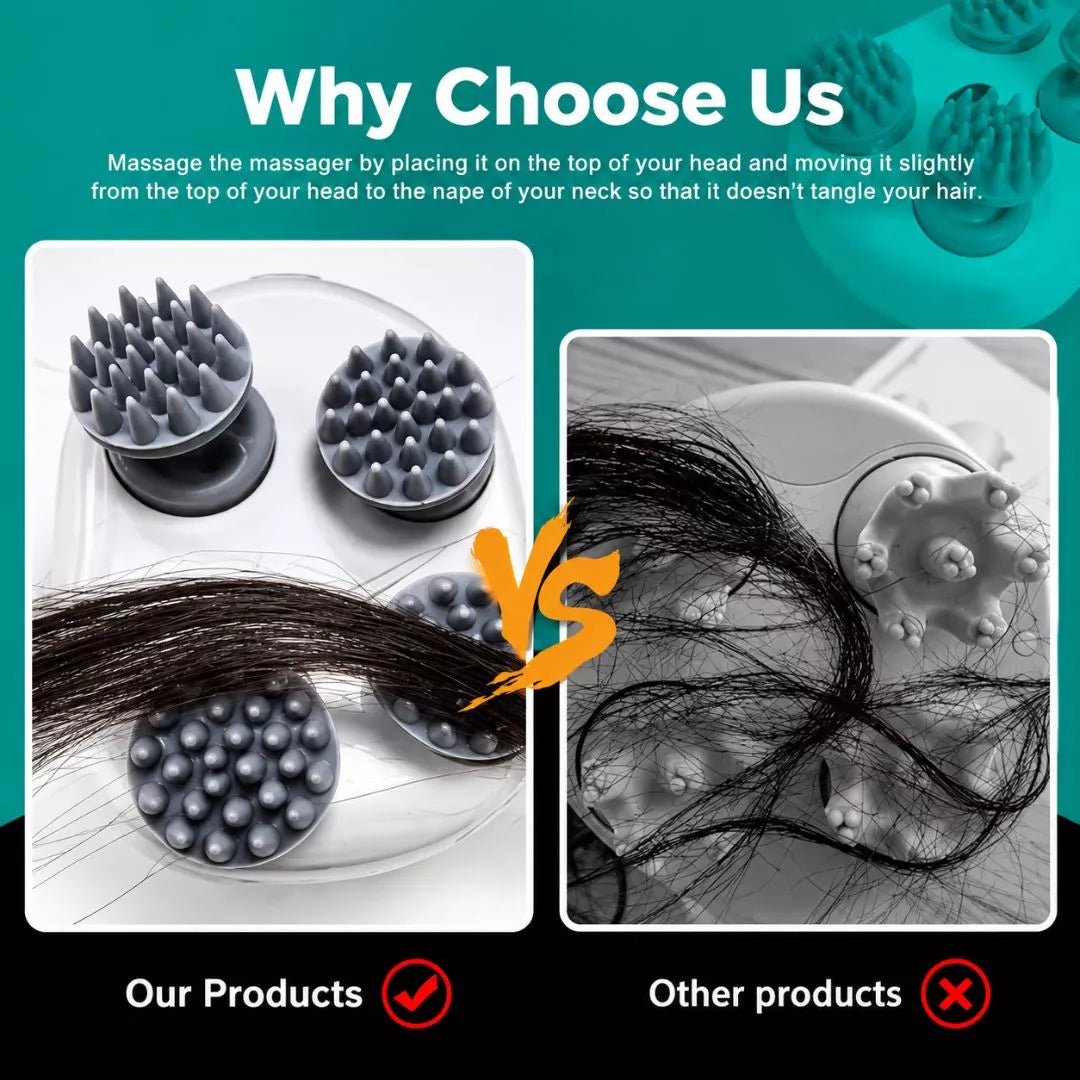 Electric Scalp & Head Massager, 3-Speed Rechargeable Silicone Massage Brush