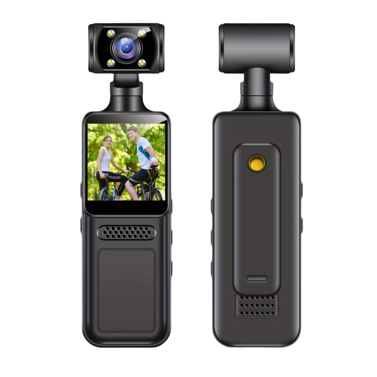 4K Portable Video Recorder with Screen, LED Fill Light & 180° Rotating Lens