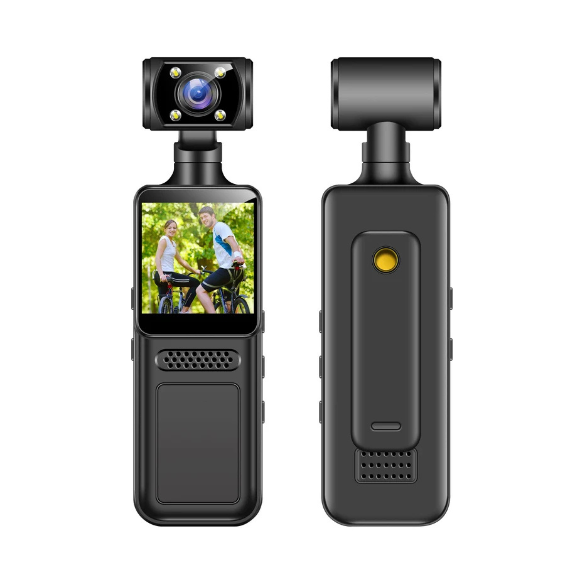 4K Portable Video Recorder with Screen, LED Fill Light & 180° Rotating Lens