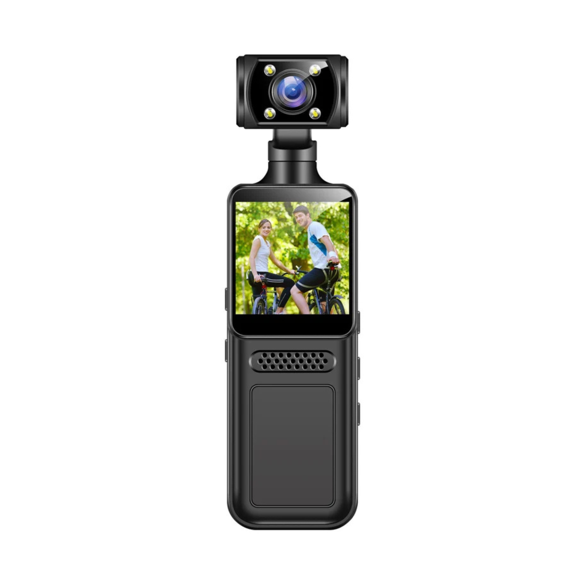 4K Portable Video Recorder with Screen, LED Fill Light & 180° Rotating Lens