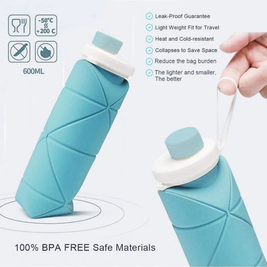 Portable Silicone Folding Water Bottle – Collapsible, Reusable & Travel-Friendly