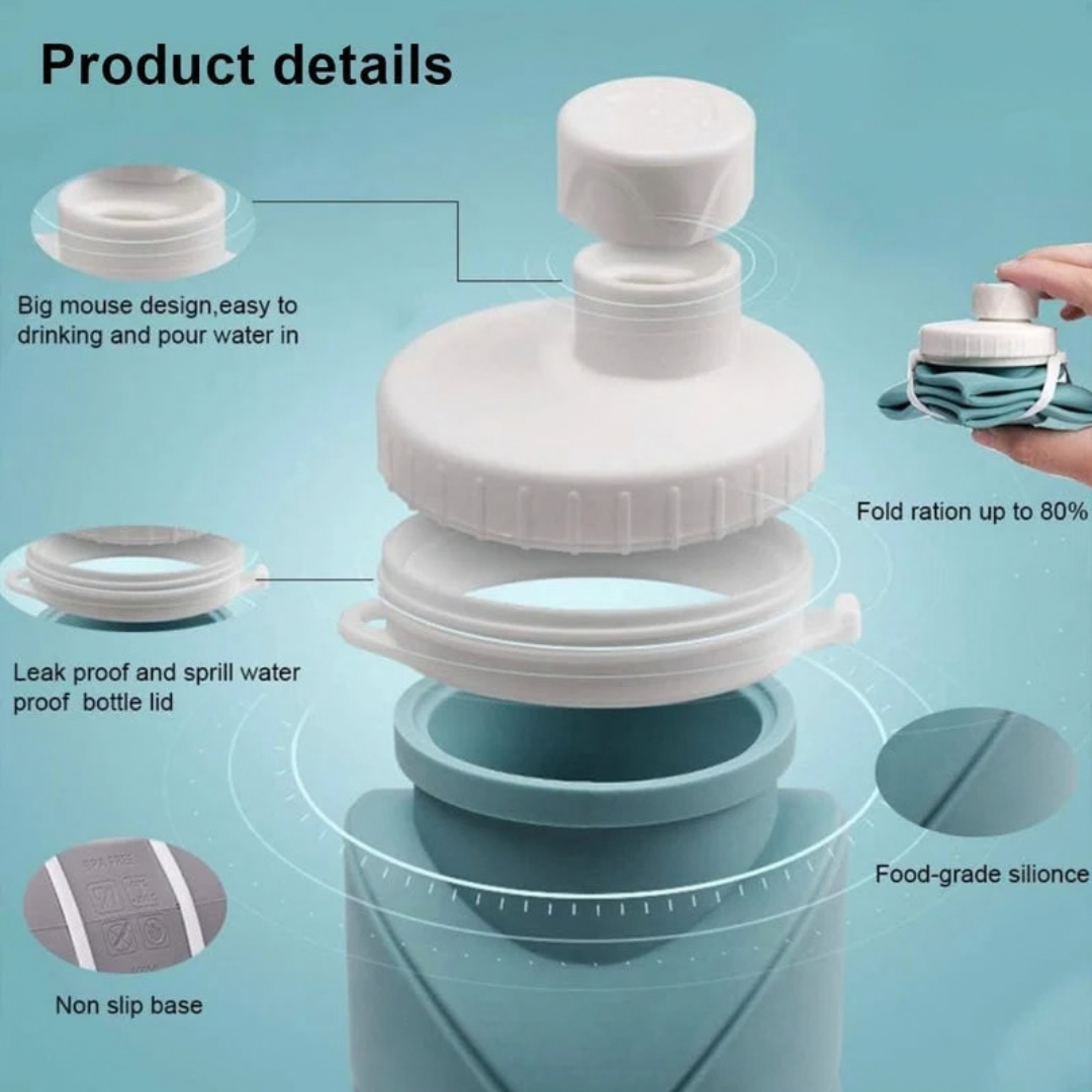 Portable Silicone Folding Water Bottle – Collapsible, Reusable & Travel-Friendly