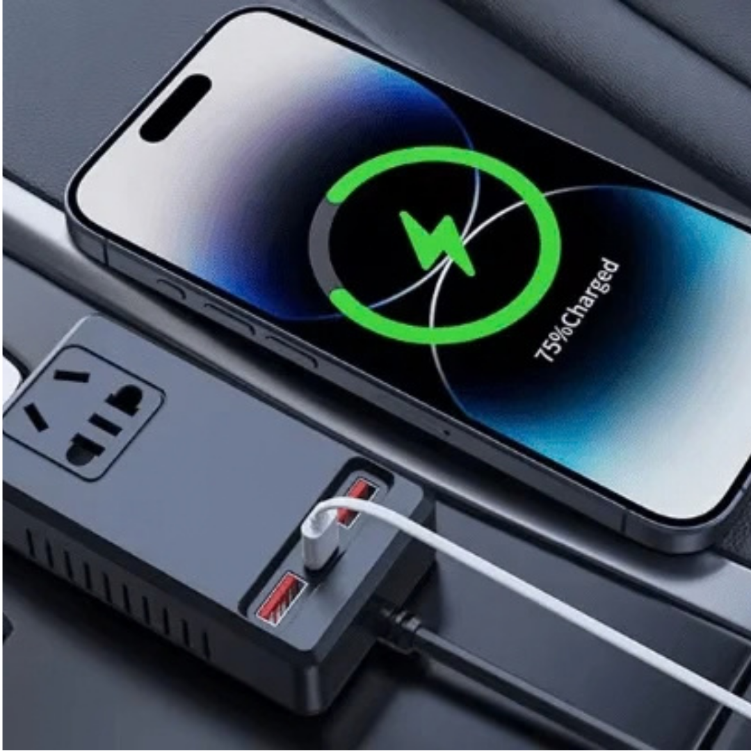 C12 Intelligent Car Power Inverter with USB Ports | محول طاقة ذكي للسيارة مع منافذ USB