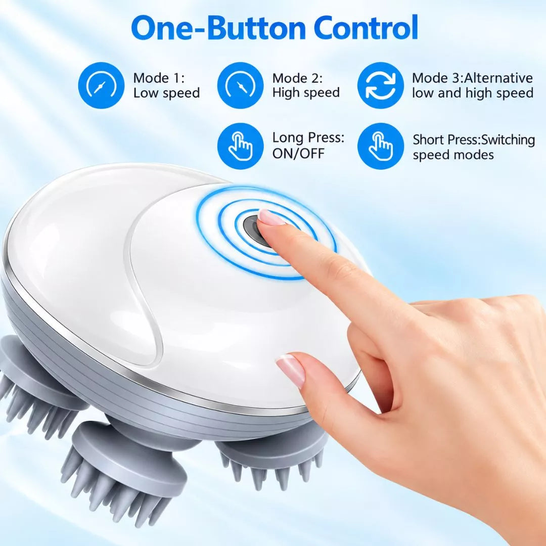 Electric Scalp & Head Massager, 3-Speed Rechargeable Silicone Massage Brush