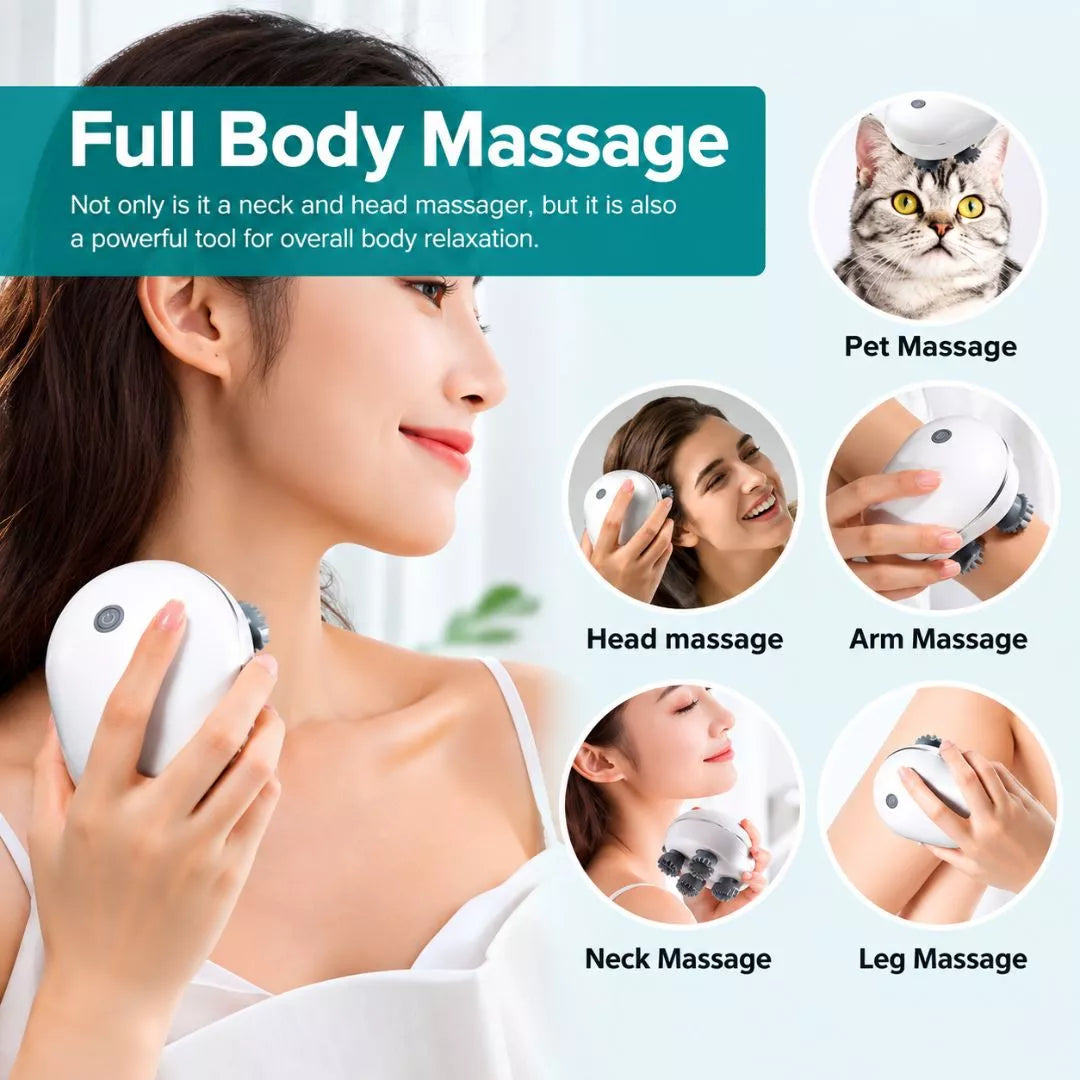 Electric Scalp & Head Massager, 3-Speed Rechargeable Silicone Massage Brush