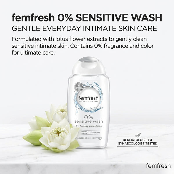Femfresh 0% Sensitive Intimate Wash – Gentle Daily Feminine Hygiene Cleanser