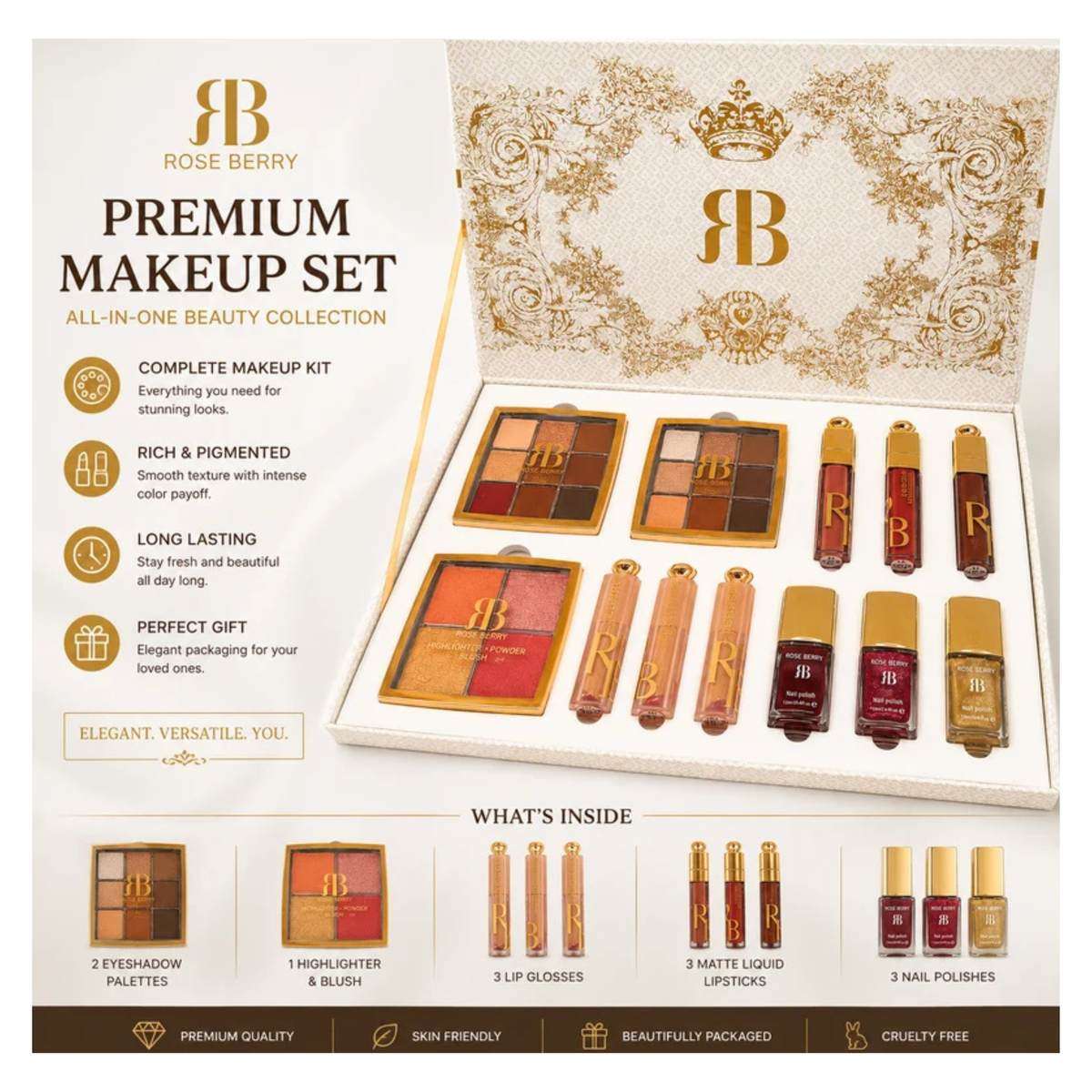 Rose Berry Luxury Makeup Gift Set – Complete Beauty & Cosmetics Set