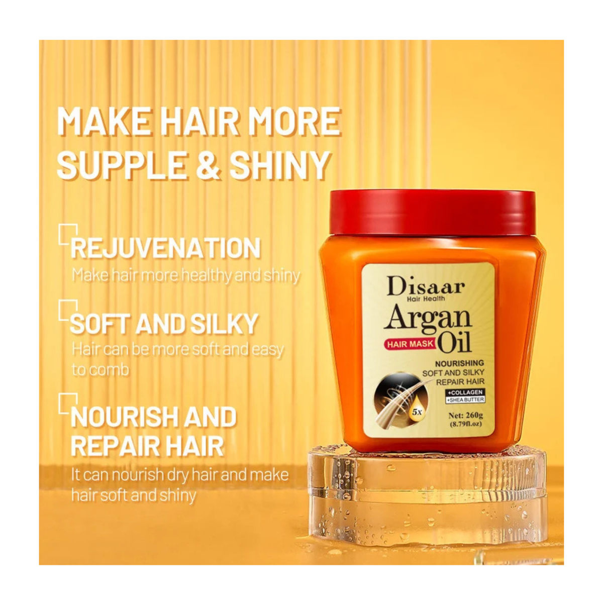 Disaar Argan Hair Mask Oil 260g – Nourishing Hair Repair Treatment with Collagen & Shea Butter